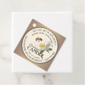 Beeswax Candle Favor Tag Honeybee en Wilde Roos Bedankjes Labels (In situ)
