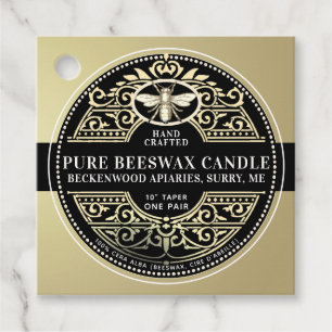 Beeswax Candle French Fillagree Heraldic Bee Label