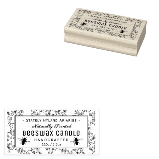 Beeswax Floral Handgemaakt Kaars Ronde Hoek Rubberstempel (Gestempeld)