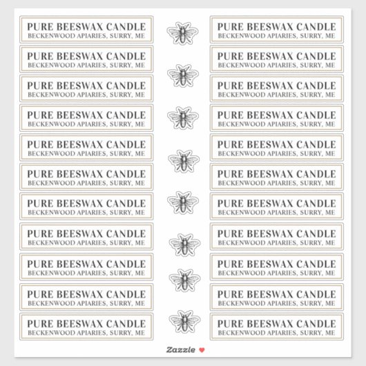 Beeswax Kandle matte wit of glanzend transparant Sticker (Vel)