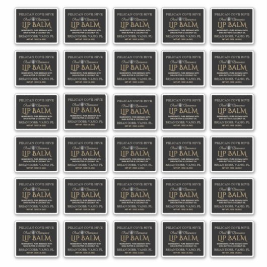 Beeswax Lip Balm Labels 2,125 x 1,75 inch zwart go (Voorkant)