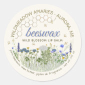 Beeswax Lip Balm met beemdommen en bijen Classi Ronde Sticker (Voorkant)