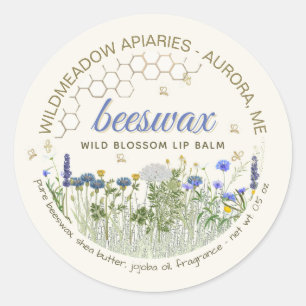 Beeswax Lip Balm met beemdommen en bijen Classi Ronde Sticker
