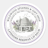 Beeswax Lip Balm  Skep Lavender & Honeycomb Ronde Sticker (Voorkant)