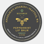 Beeswax Pepermunt Lip Balm Label met Bee Heart (Voorkant)