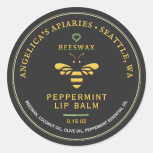 Beeswax Pepermunt Lip Balm Label met Bee Heart