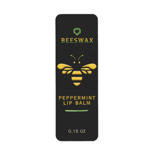 Beeswax Pepermunt Lip Balm Label met Bee Heart (Voorkant)