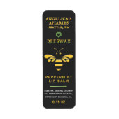 Beeswax Pepermunt Lip Balm Label met Bee Heart (Voorkant)