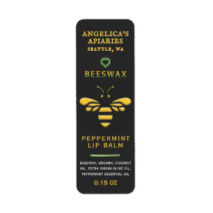 Beeswax Pepermunt Lip Balm Label met Bee Heart