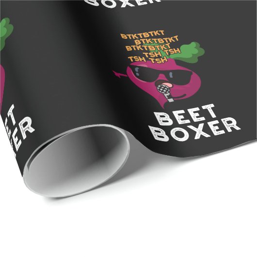 Beet Boxer Grappige Beet Pun Donker BG Cadeaupapier (Rol Hoek)