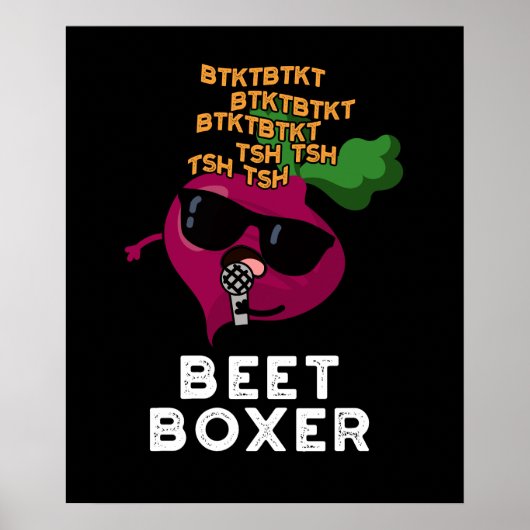 Beet Boxer Grappige Beet Pun Donker BG Poster (Voorkant)