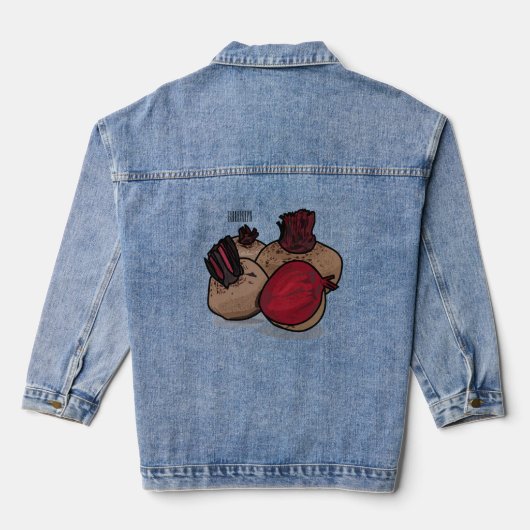 Beet cartoon illustratie denim jacket (Achterkant)