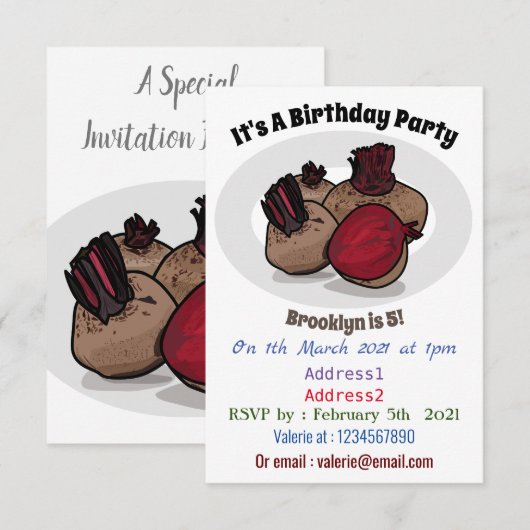 Beet cartoon illustratie kaart (Voorkant / Achterkant)