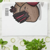 Beet cartoon illustratie theedoek (Gevouwen)