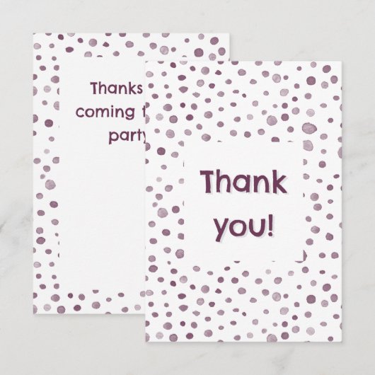 Beet Confetti Waterverf Stippen Dank u kaart (Voorkant / Achterkant)