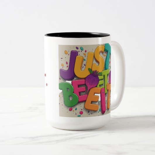 Beet het gewoon tweekleurige koffiemok (Voorkant rechts)