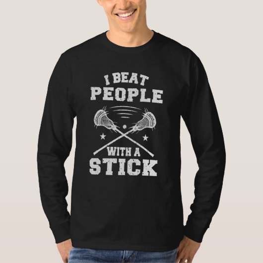Beet mensen met een Man van Lacrosse Player op een T-shirt (Voorkant)