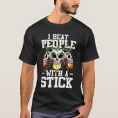 Beet mensen met stick 8 Ball Sugar Skull Billard T-shirt (Voorkant)
