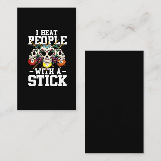 Beet mensen met stick 8 Ball Sugar Skull Billard Visitekaartje (Voorkant / Achterkant)