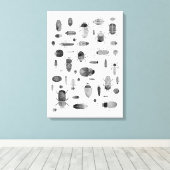 Beetel zwart-wit canvas afdruk (Insitu (Houten vloer))