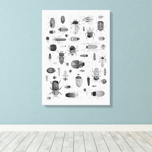 Beetel zwart-wit canvas afdruk (Insitu (Houten vloer))