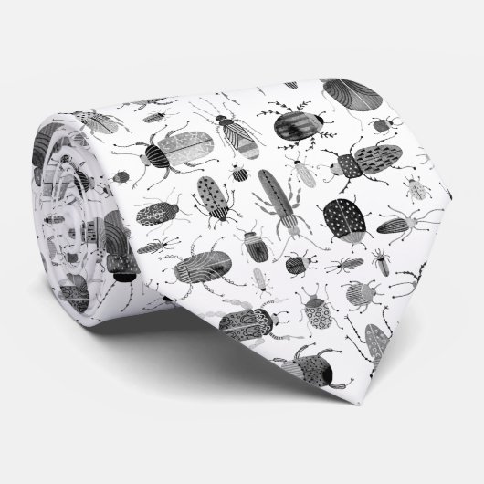 Beetel zwart-wit stropdas (Opgerold)