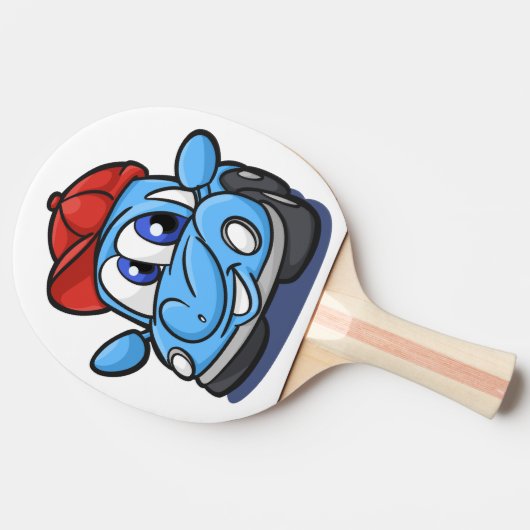 Beetelblauwe cartoon - Kies achtergrondkleur Tafeltennisbatje (Zijkant)