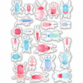 Beetels en buisjes Waterverf Insect schilderen Sticker (Voorkant)