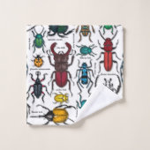 Beetels op wit bad handdoek (Wasdoekje)