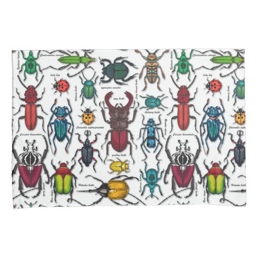 Beetels op wit kussensloop (Voorkant-Rechts)