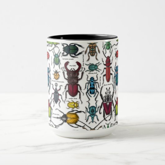 Beetels op wit mok (Midden)