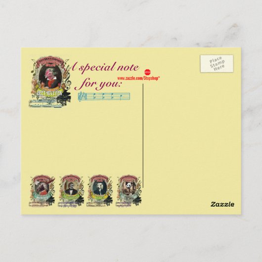 Beethovehen Funny Hen Animal Composer Beethoven Briefkaart (Achterkant)