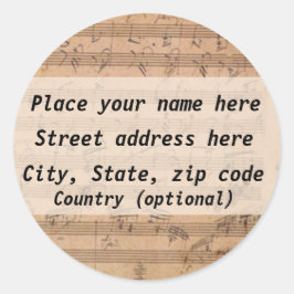Beethoven-adreslabel Ronde Sticker
