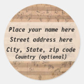 Beethoven-adreslabel Ronde Sticker (Voorkant)