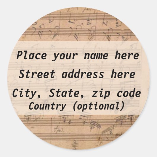 Beethoven-adreslabel Ronde Sticker (Voorkant)