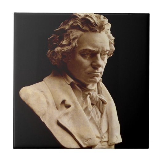 Beethoven buste beeld tegeltje (Voorkant)
