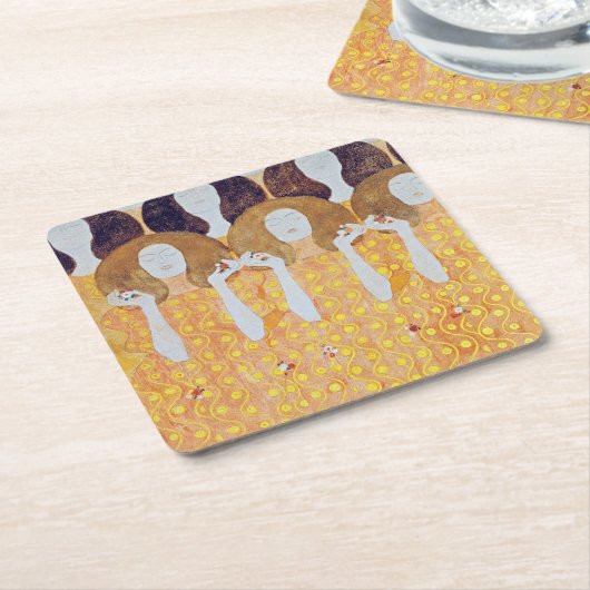 Beethoven Frieze (detail), Gustav Klimt Kartonnen Onderzetters (Schuin)