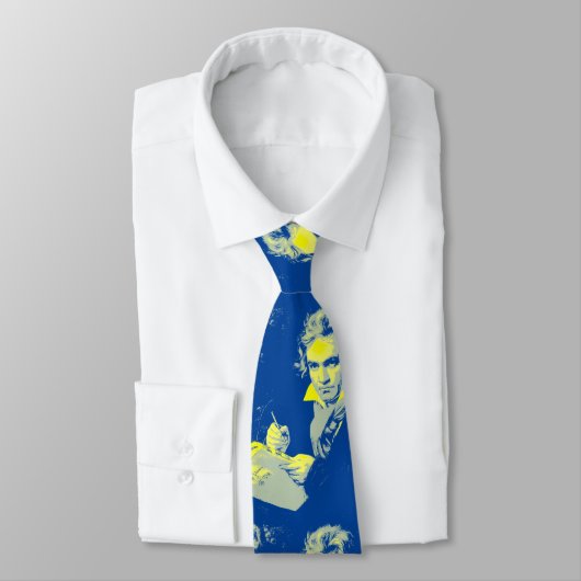 Beethoven geel op Blue Classical Music Stropdas (Gebonden)