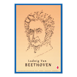 Beethoven gezicht de muziek foto afdruk