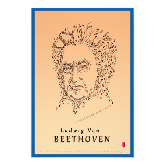 Beethoven gezicht de muziek foto afdruk (Voorkant)