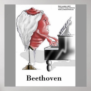 Beethoven Grappige Ontwerper/Cartoon Posterdruk Poster