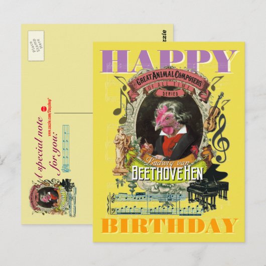 Beethoven Happy Birthday Briefkaart (Voorkant / Achterkant)