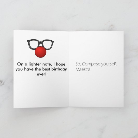 Beethoven Humor verjaardag Kaart (Maestra) (Binnen)