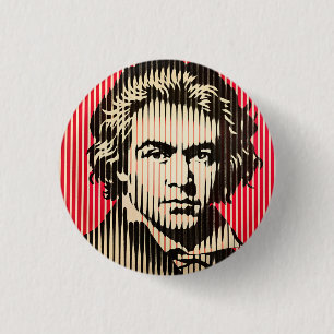 Beethoven in BAUHAUS optische illusie stijl Ronde Button 3,2 Cm