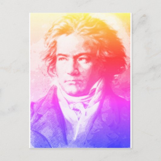 Beethoven in Briefkaart met kleuren (Voorkant)
