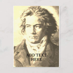 Beethoven in sepia aangepaste tekst briefkaart