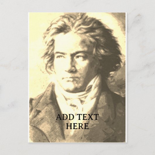 Beethoven in sepia aangepaste tekst briefkaart (Voorkant)