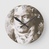 Beethoven in Sepia Custom Ronde Klok (Voorkant)