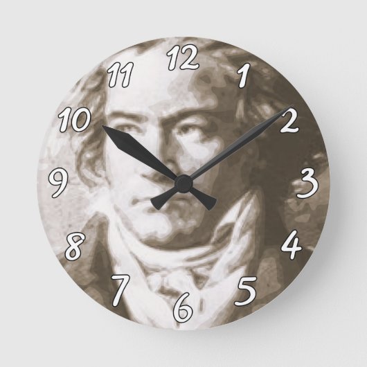Beethoven in Sepia Custom Ronde Klok (Voorkant)