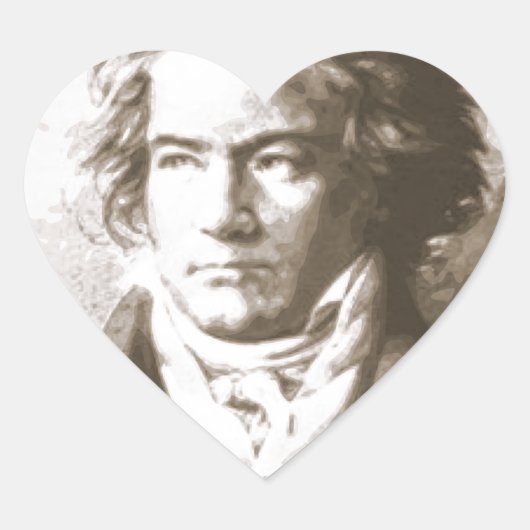 Beethoven in Sepia Hart Sticker (Voorkant)